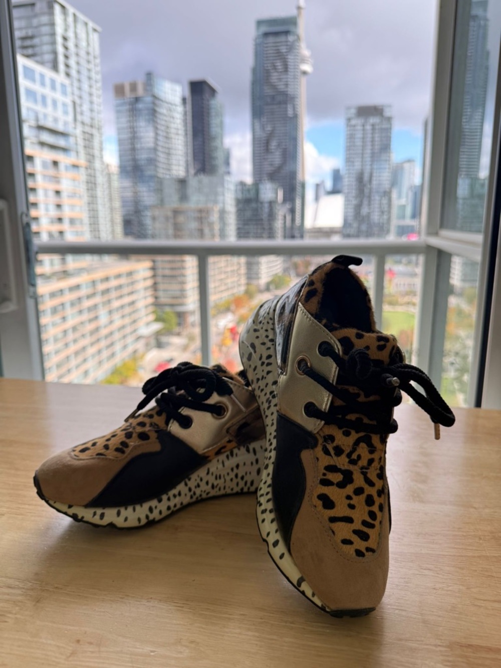 Steve Madden Kids Leopard-Print Sneakers in Tan and Black